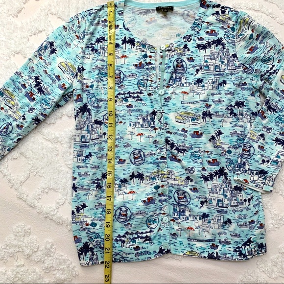 Talbots Travel Print Cardigan - Picture 3 of 7